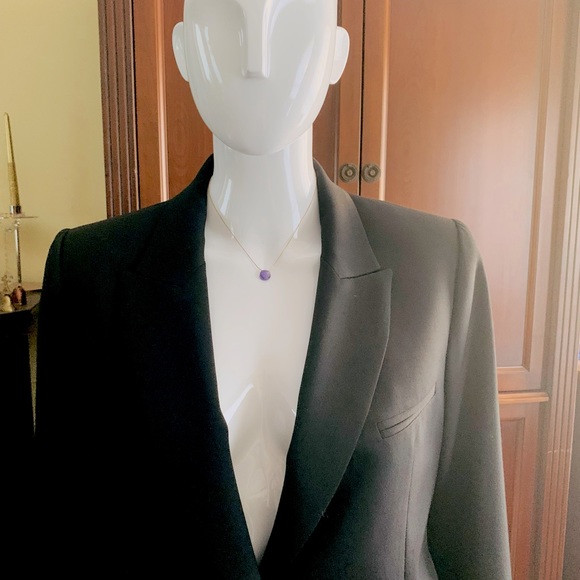 Shiny purple semi-precious stone choker necklace with gold color fine chain - Picture 4 of 11